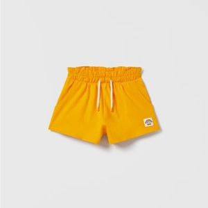 NWT Zara 7Y plush cotton shorts with label orange